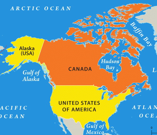 خريطة كندا و أمريكا